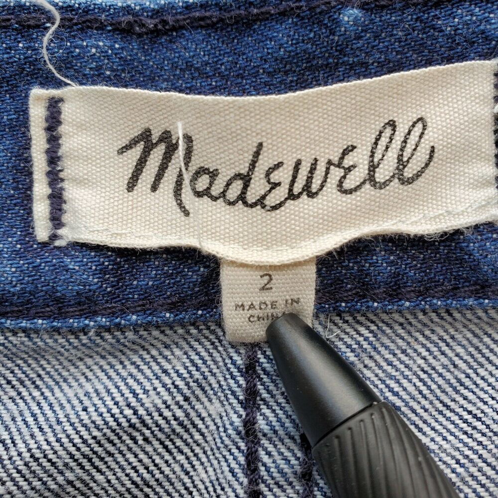 Madewell Casual Wrap Skirt Size 2 Blue Denim Raw Hem Belted Above Knee - Picture 6 of 8